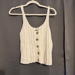 NWOT Wild Fable Ribbed Knit Button-Front Tank Top - Cream - Size Large